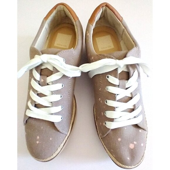Dolce Vita Sneakers Tomas Rope Canvas Taupe Paint Splatter Platform Shoes - 8M - Picture 2 of 8